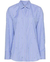 MSGM - Rhinestone-embellished Striped Shirt - Lyst