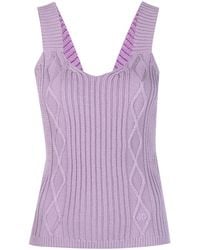 Jacob Cohen - Logo-Embroidered Cable-Knit Tank Top - Lyst
