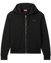 KENZO - Logo-Embroidered Zip-Up Hoodie - Lyst