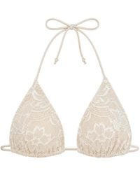 MC2 Saint Barth - Lace-Overlay Triangle Bikini Top - Lyst