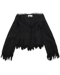 MATIERES FECALES - Fringed Long-Sleeve Top - Lyst