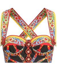 Dolce & Gabbana - Carretto-Print Poplin Top - Lyst