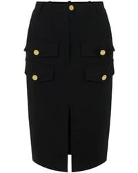 Elisabetta Franchi - Metal Buttons Midi Skirt - Lyst