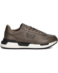 EA7 - Logo-Print Pebbled Sneakers - Lyst