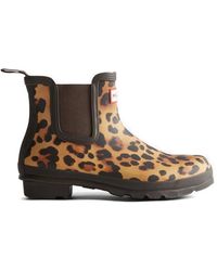 HUNTER - Bottines Chelsea Original À Imprimé Léopard - Lyst