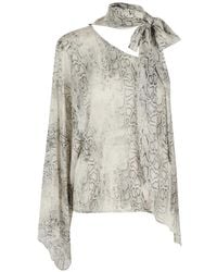 FEDERICA TOSI - One-Shoulder Snake-Print Blouse - Lyst