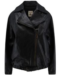 Semicouture - Belted Leather Biker Jacket - Lyst