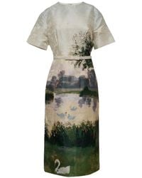 LEO LIN - Elizabeth Jacquard Short-Sleeve Midi Dress - Lyst