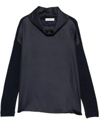 Whyci - Satin-Panel Long-Sleeve Top - Lyst