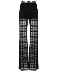 Alberta Ferretti - Lace-Trim Flared Trousers - Lyst