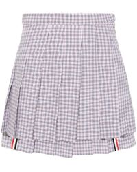 Thom Browne - Check-pattern Pleated Miniskirt - Lyst