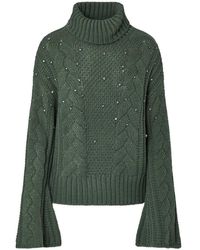 Liu Jo - Rhinestone-Embellished Cable-Knit Sweater - Lyst