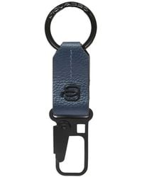 Piquadro - Carabiner Leather Keychain - Lyst