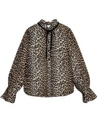 Ganni - Blusa Con Stampa Leopardata - Lyst