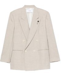 Lardini - Houndstooth-Pattern Double-Breasted Blazer - Lyst