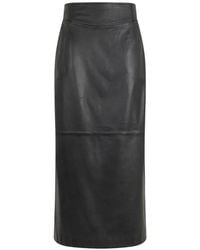 Alberta Ferretti - Leather Pencil Midi Skirt - Lyst