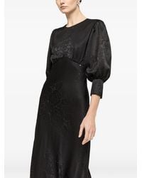 Nissa - Puff-Sleeve Midi Dress - Lyst