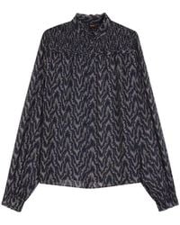 BOSS - Benvylla Shirred-Detail Patterned Blouse - Lyst