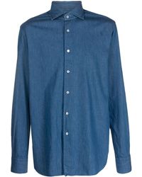 Xacus - Spread-collar Cotton Shirt - Lyst