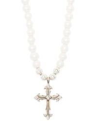 Emanuele Bicocchi - Pearl Necklace With Cross - Lyst