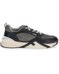Fendi - Flow Panelled Leather Sneakers - Lyst