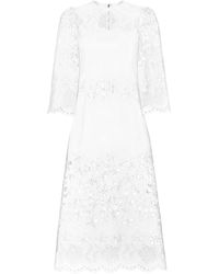 Dolce & Gabbana - Openwork Floral Midi Dress - Lyst