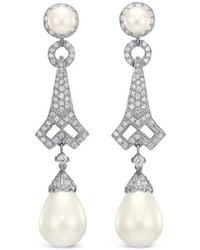 Anabela Chan - 14K And Rhodium Vermeil Lattice Pearl And Diamond Earrings - Lyst