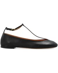 Odissi - T-Strap Buckled Leather Ballet Flats - Lyst