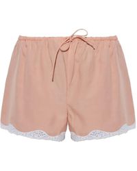 Posse - Tabitha Scalloped Lace-Trim Shorts - Lyst