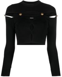 Versace - Cut-out Ribbed-knit Cropped Top - Lyst