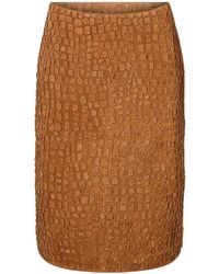 Yves Salomon - Crocodile-Effect Midi Skirt - Lyst