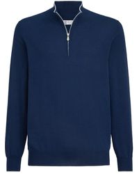 Brunello Cucinelli - Maglione Con Mezza Zip - Lyst