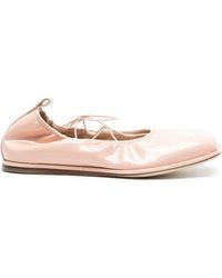 Simone Rocha - Nude Patent Leather Heart Toe Lace-Up Ballerina Flats For - Lyst