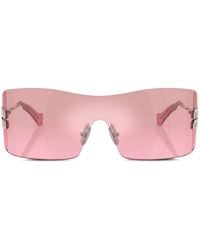 Miu Miu - Aube Logo-Plaque Rectangle-Frame Sunglasses - Lyst