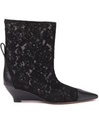 Odissi - Gemma Lace-Panelled Leather Ankle Boots - Lyst