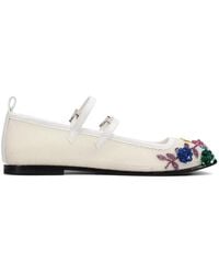 NODALETO - Floral-Embellished Mesh Ballet Flats - Lyst