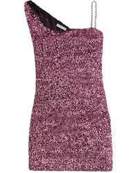 Area - Pailletten-Minikleid Mit Kristallriemen - Lyst