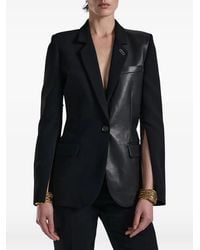 Barbara Bui - Crêpe Blazer Met Leren Vlak - Lyst