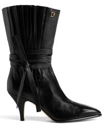 DSquared² - Logo-Plaque Self-Tie Leather Boots - Lyst