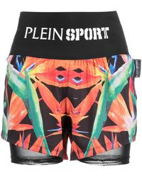 Philipp Plein - Floral-Print Double-Layered Cotton Running Shorts - Lyst