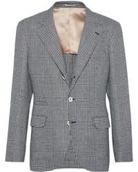 Brunello Cucinelli - Puppytooth Linen Blazer - Lyst