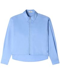 Sandro - Cropped Logo Zip Cotton Shirt - Lyst