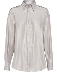 Brunello Cucinelli - Monili-embellished Silk Shirt - Lyst