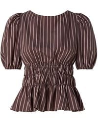 Pinko - Gestreepte Blouse Met Plooitjes - Lyst