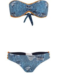 Brigitte Bardot - Set Bikini Con Stampa Denim - Lyst