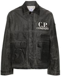 C.P. Company - Logo-print Coated Shirt Jacket - Lyst