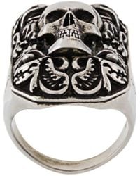 Alexander McQueen - Engraved Skull Ring - Lyst