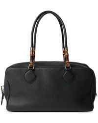 Gucci - Large Boston Bamboo-Detail Leather Tote Bag - Lyst
