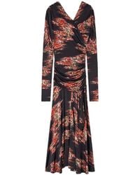 Ganni - Jersey Ruched Long Dress - Lyst