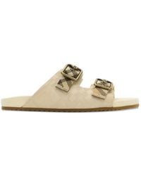 Burberry - Urchin Check Embossed Strap Sandals - Lyst